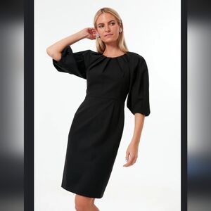 Kate Spade Black Pleated Shoulder Balloon Sleeve Ponte Knit Mini Dress Size 6